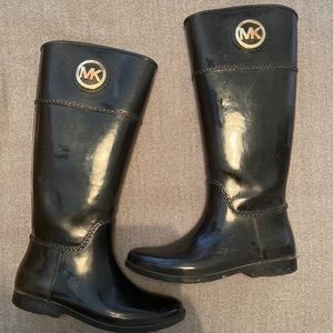 Size 8 Michael Kores Tall Black Rain Boots
